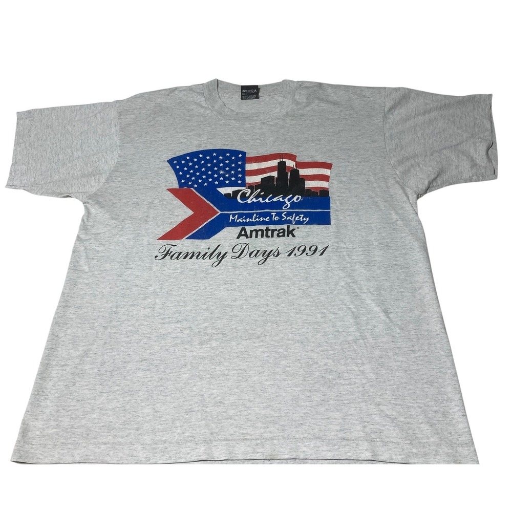 VTG Screen Stars Best Chicago Amtrak Single Stitch 1991 T Shirt Mens XL Gray USA